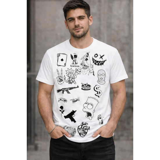 ΛΕΥΚΗ ΜΠΛΟΥΖΑ ΑΝΔΡΙΚH ΜΕ ΕΚΤΥΠΩΣΗ ARTWEAR